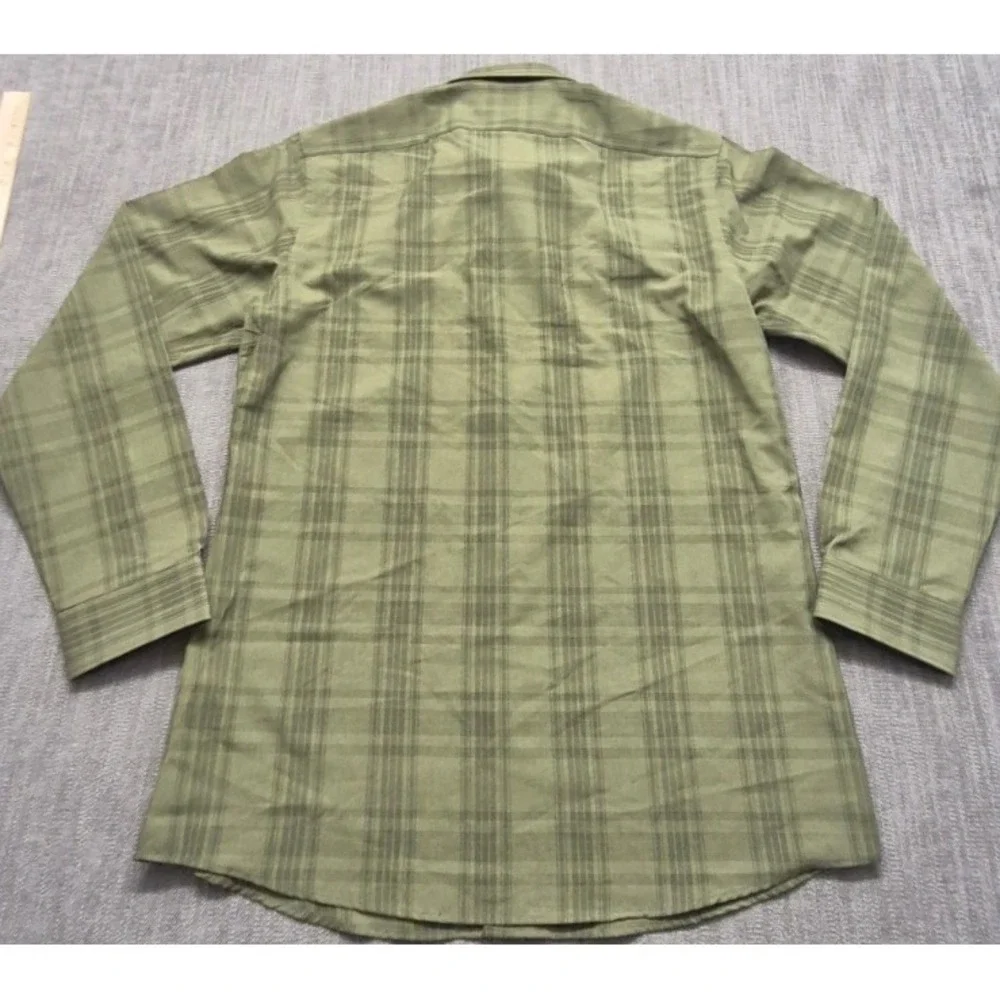 Zara men's‎ green plaid long sleeve button up shirt XL stretch classic